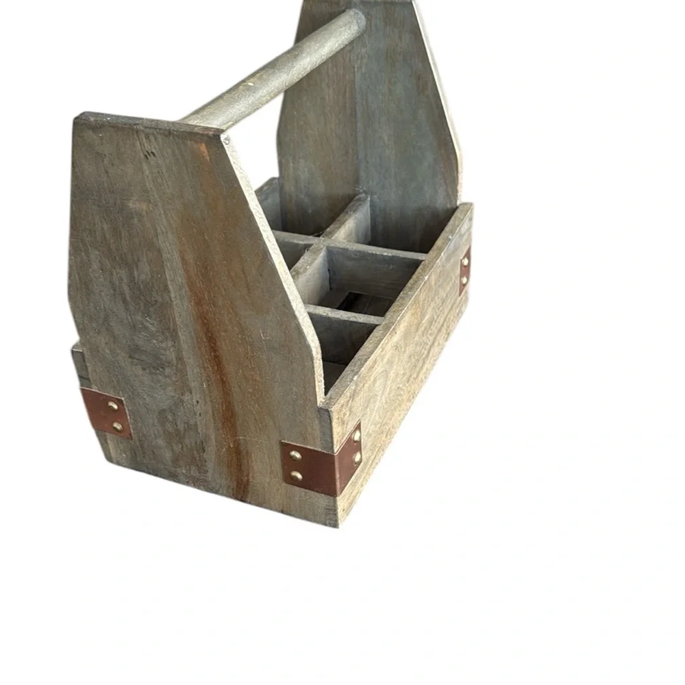 Tommy Bahama Drink Caddy Beer Bottle Crate Barn Distressed Wood Brass Opener